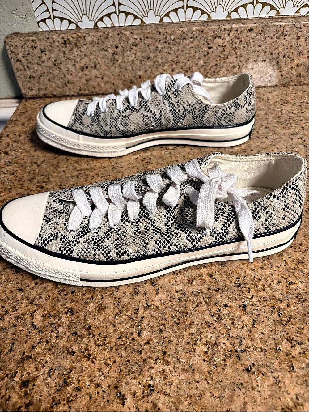 Converse Chuck 70 Ox Snake Animal Print Sneakers in White & Black